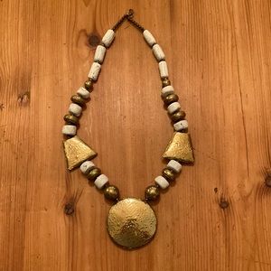 White and gold statement necklace